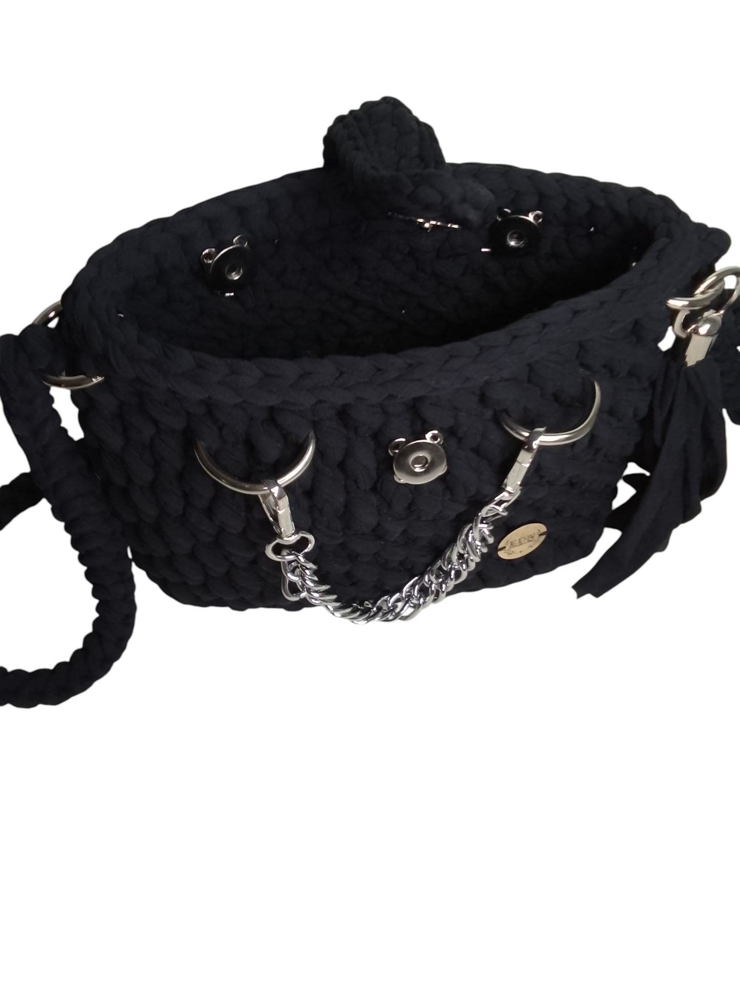Bolso elegante negro hecho a mano