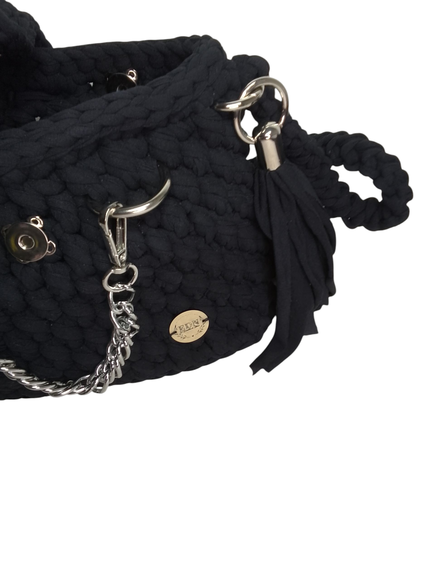 Bolso elegante negro hecho a mano