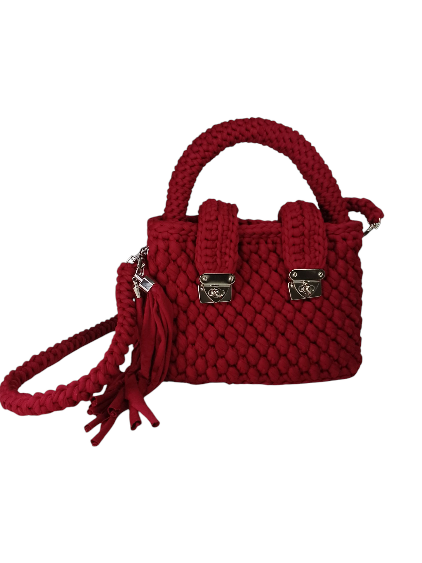 Bolso granate elegante en trapillo pluma