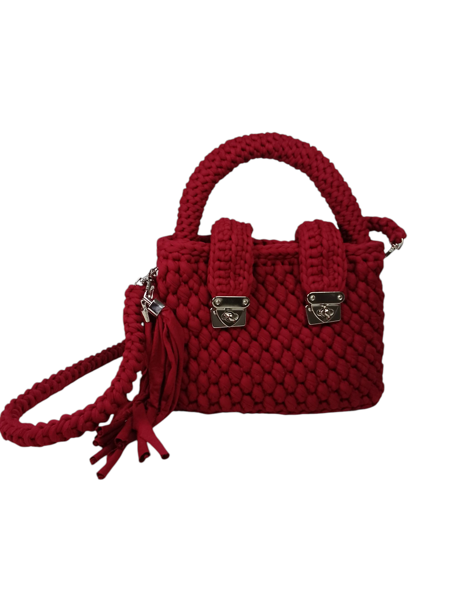 Bolso granate elegante en trapillo pluma