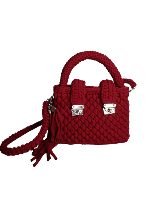 Bolso granate elegante en trapillo pluma