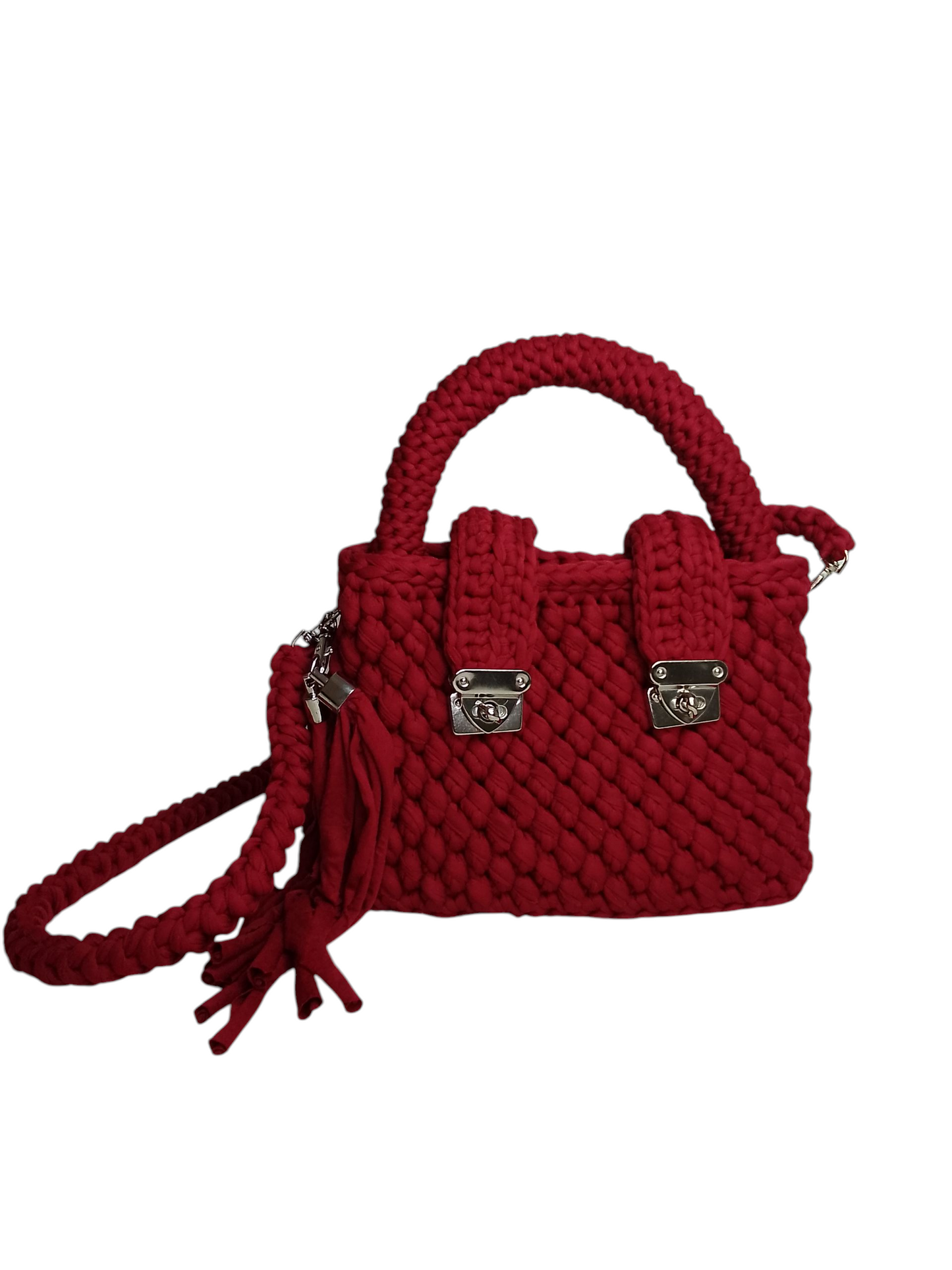 Bolso granate elegante en trapillo pluma