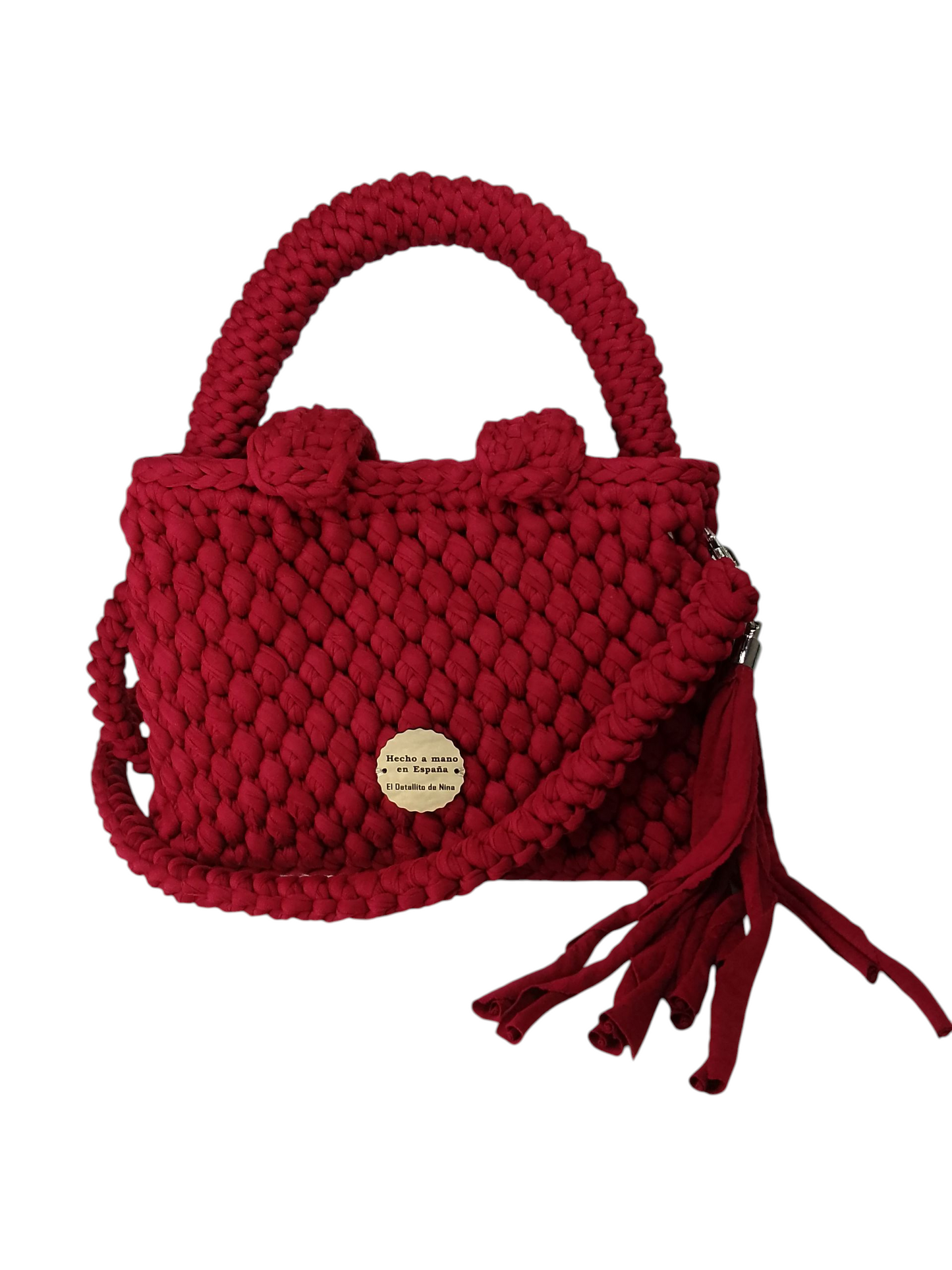 Bolso granate elegante en trapillo pluma