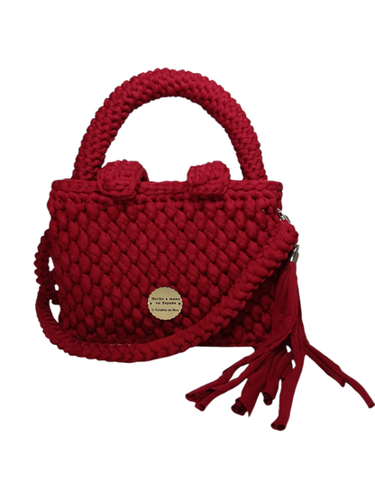 Bolso granate elegante en trapillo pluma