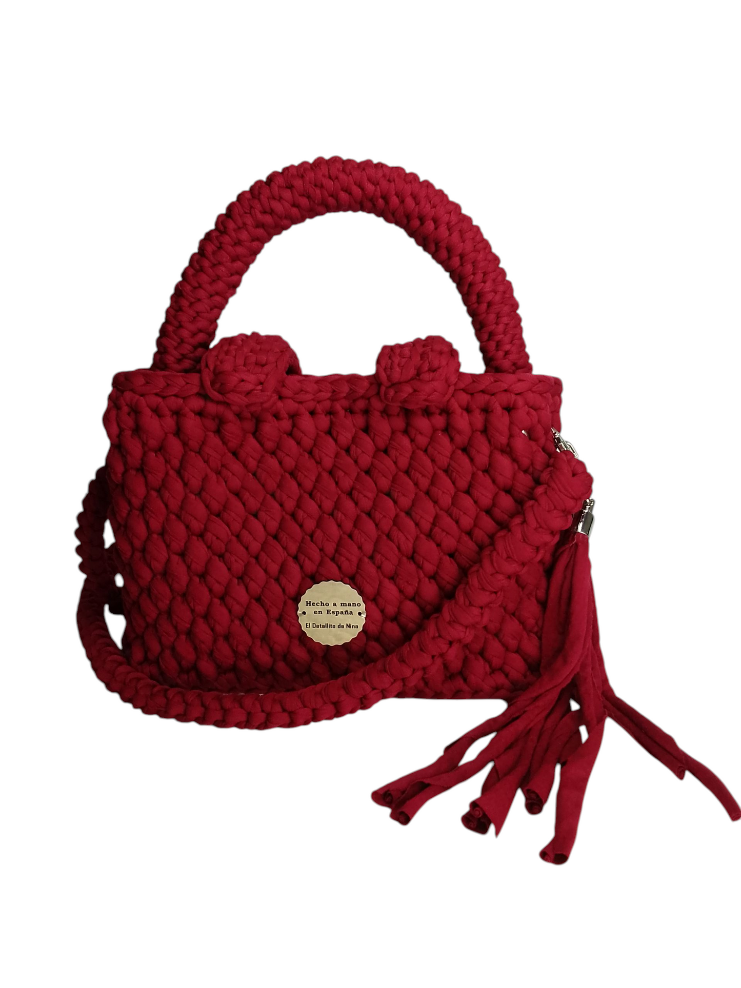 Bolso granate elegante en trapillo pluma