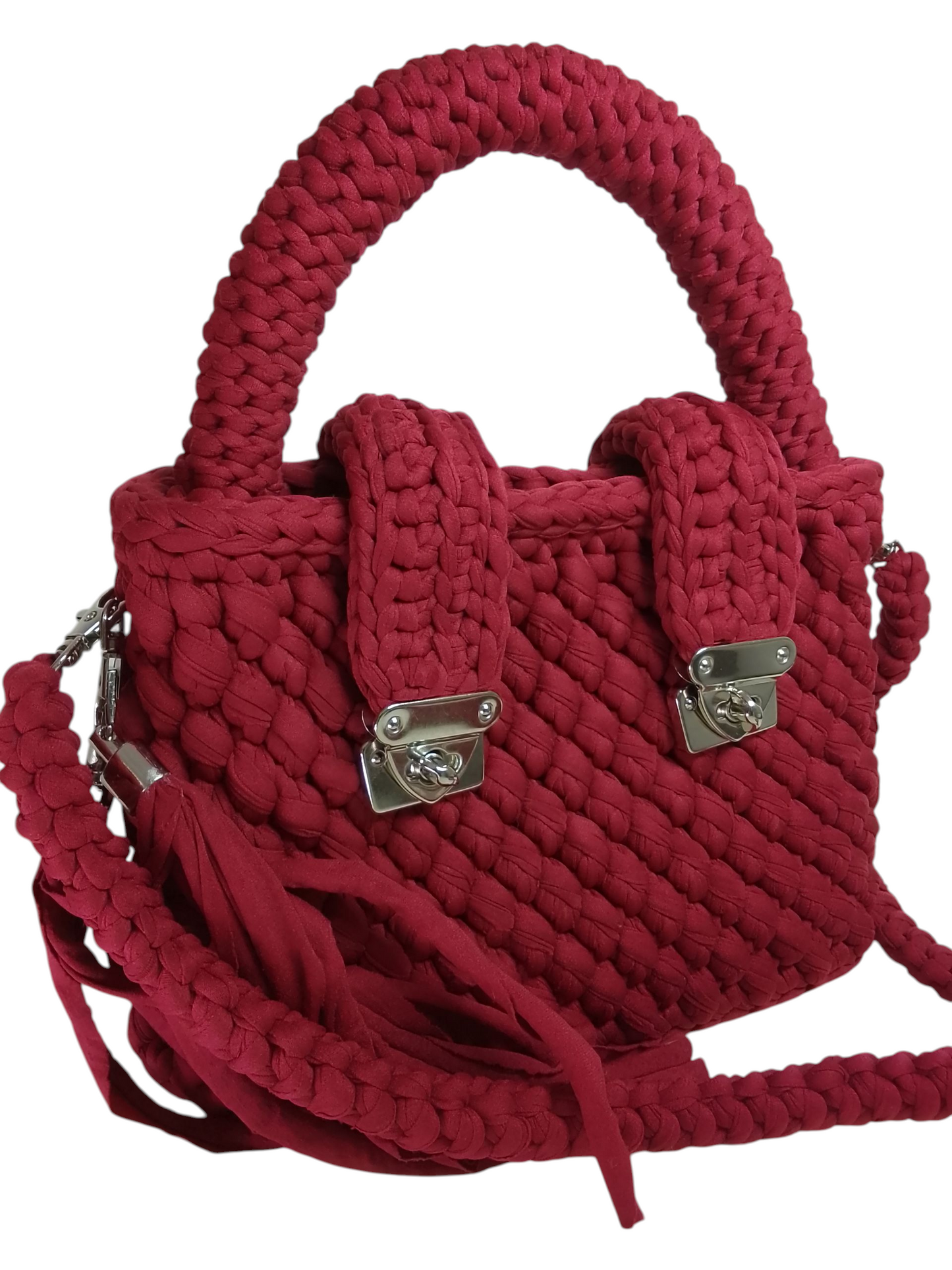 Bolso granate elegante en trapillo pluma