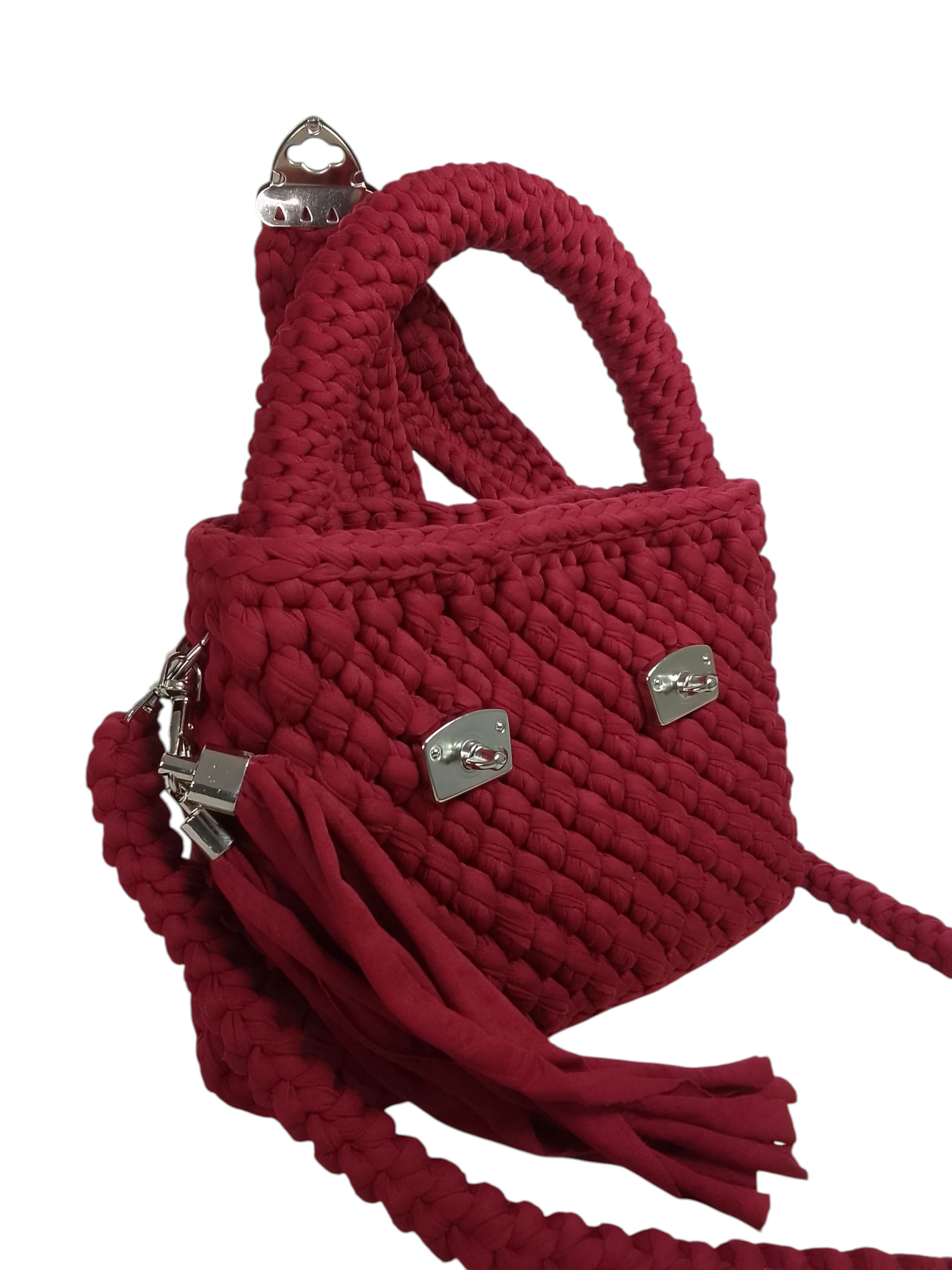 Bolso granate elegante en trapillo pluma