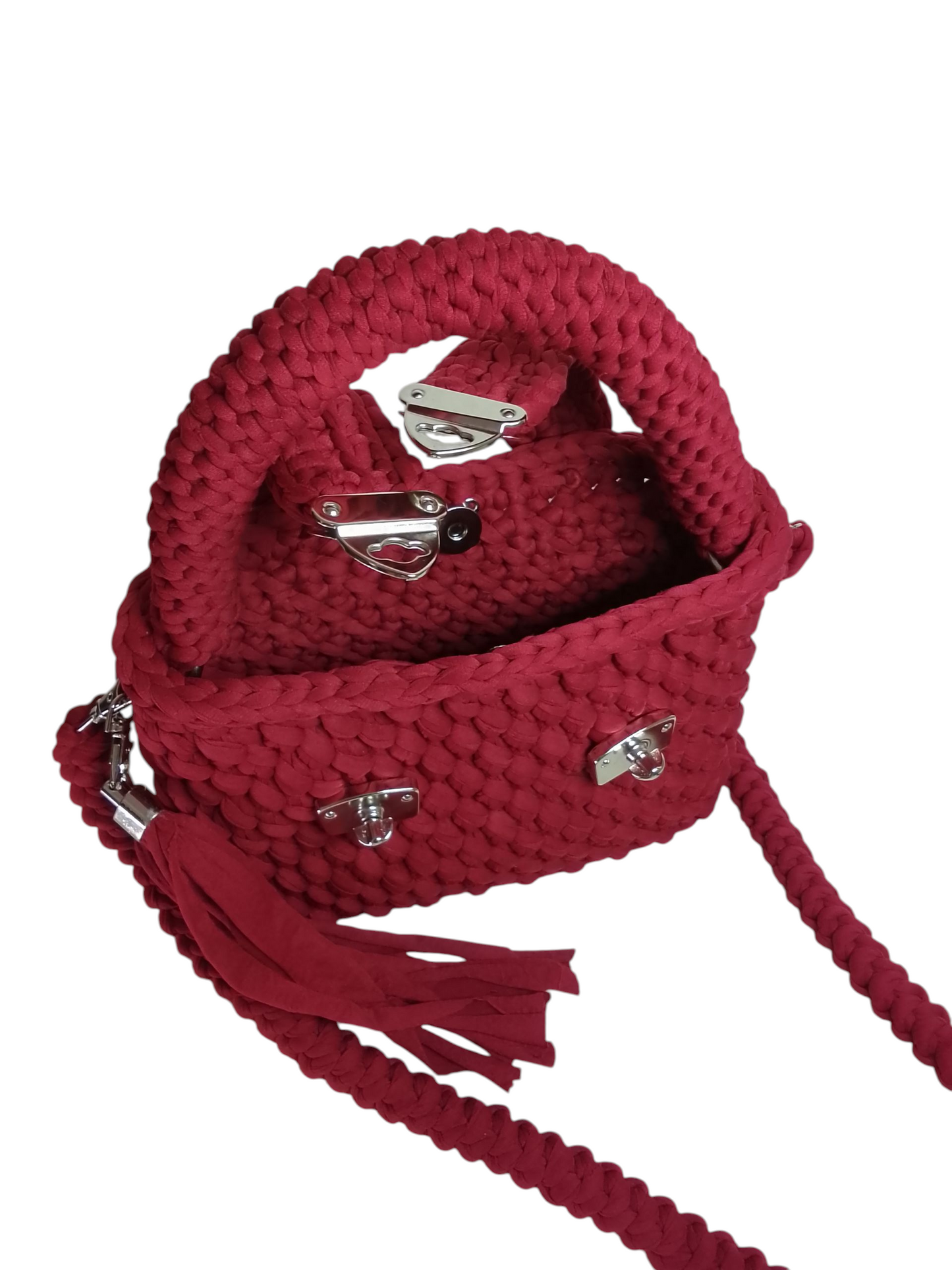 Bolso granate elegante en trapillo pluma