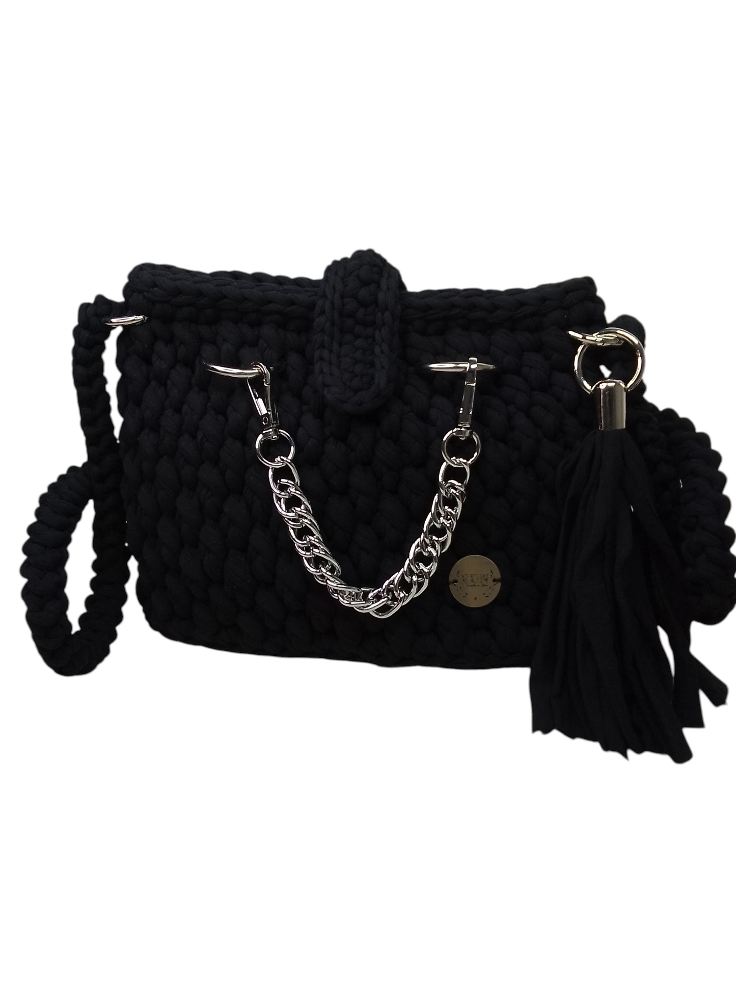 Bolso elegante negro hecho a mano