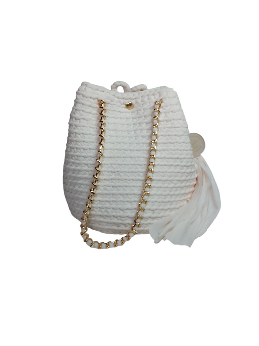 Bolso cubo color crudo (tono rosado suave). Bolso mochila saco crudo. Bolso atemporal