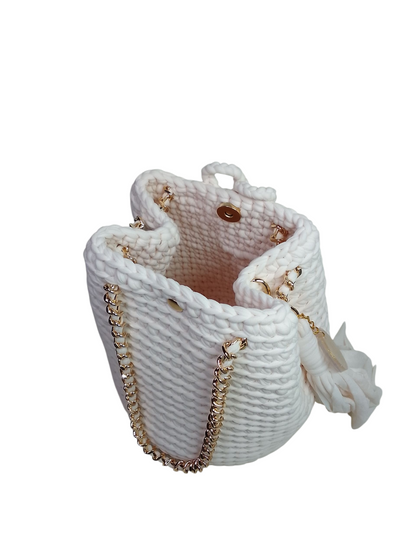 Bolso cubo color crudo (tono rosado suave). Bolso mochila saco crudo. Bolso atemporal