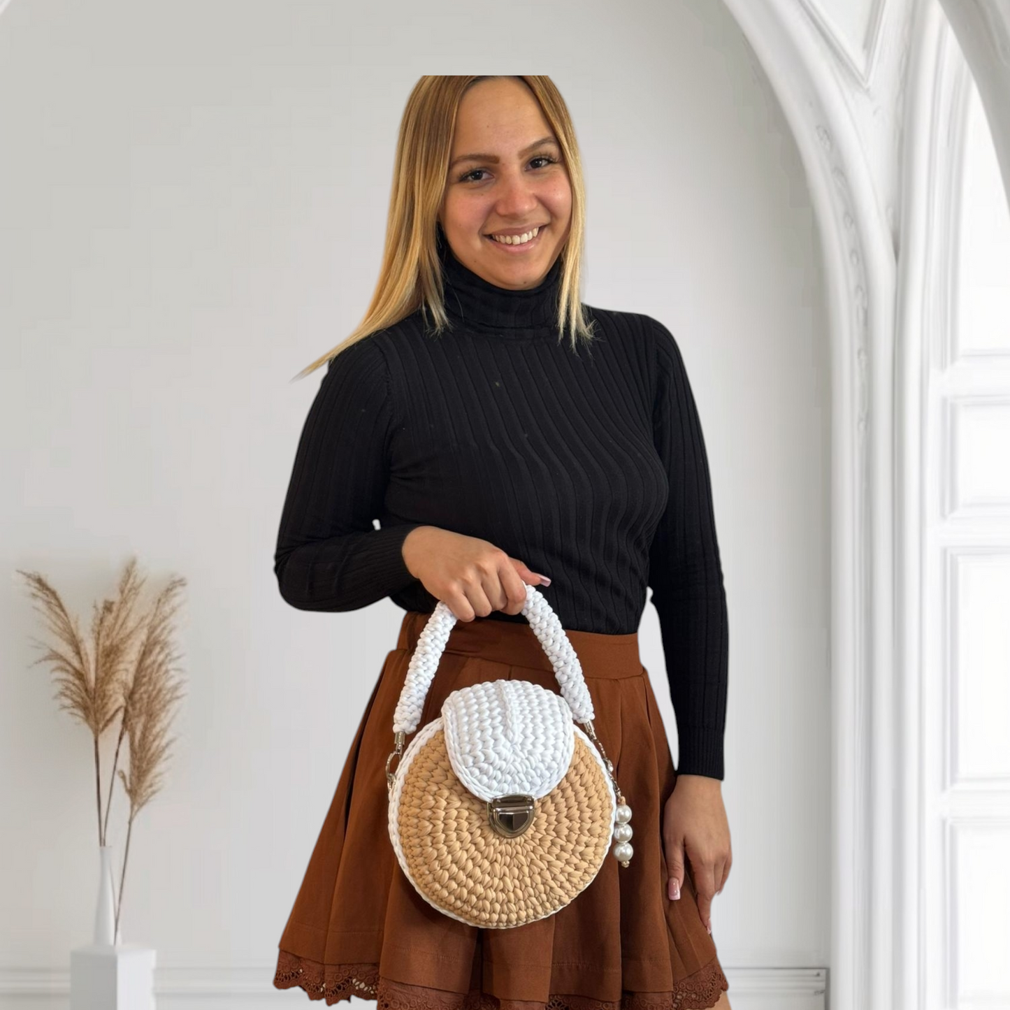 Bolso Lyssny blanco y beige