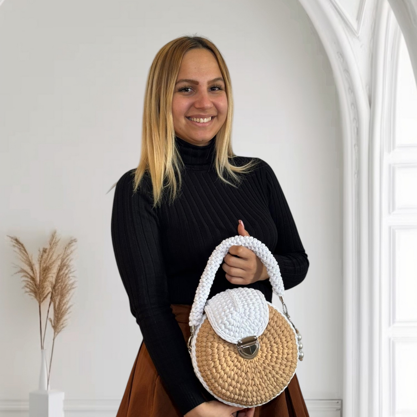 Bolso Lyssny blanco y beige