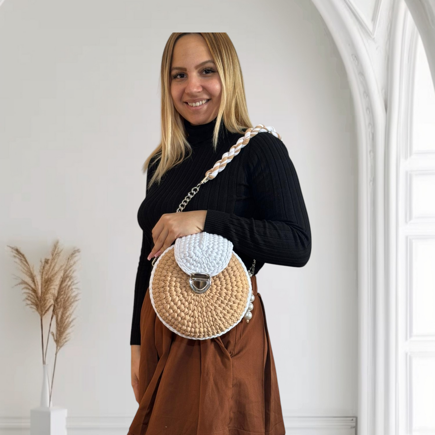 Bolso Lyssny blanco y beige