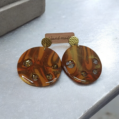 Pendientes marrón dorado