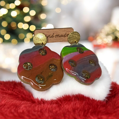 Pendientes multicolor verde-rojo
