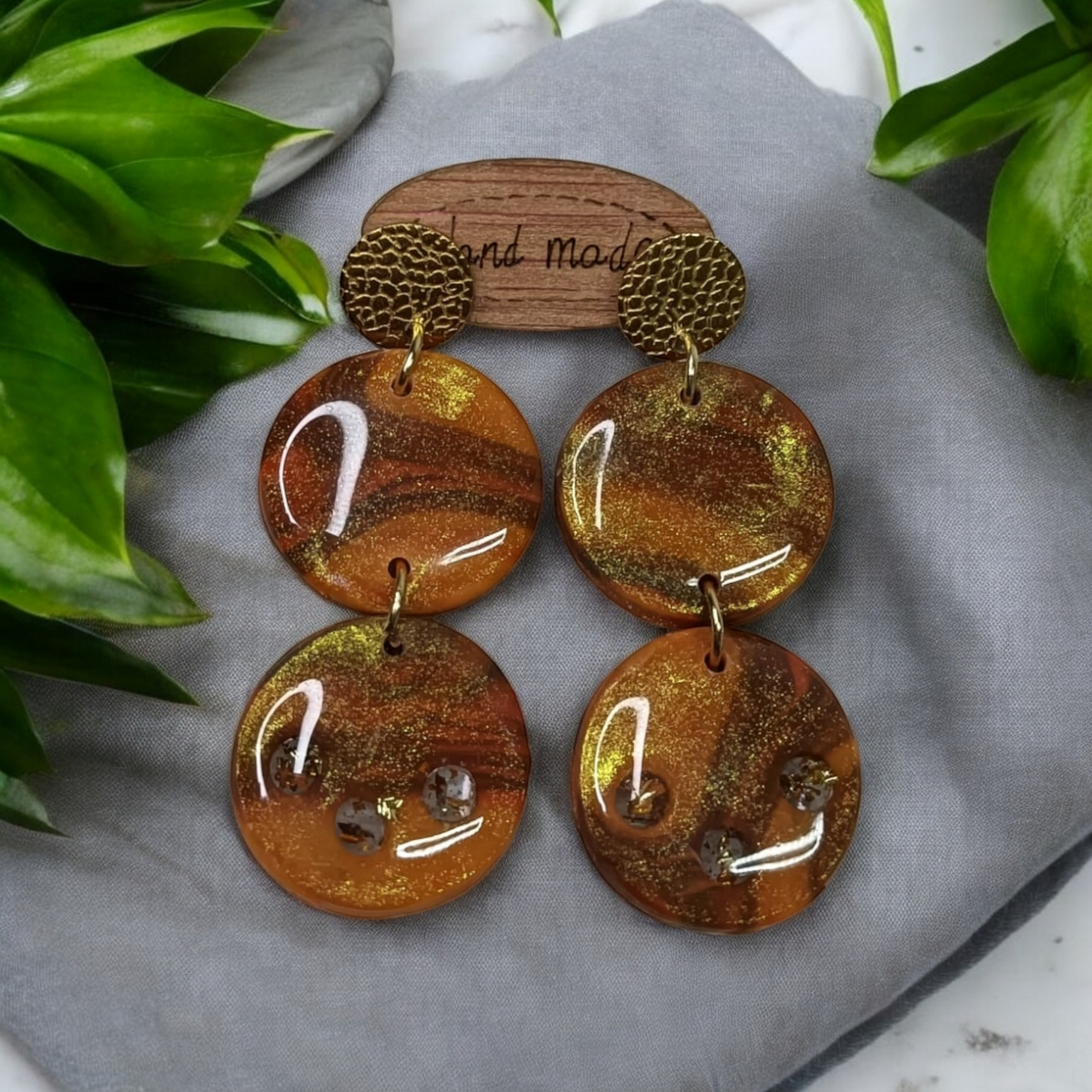 Pendientes tonos marrones y dorados