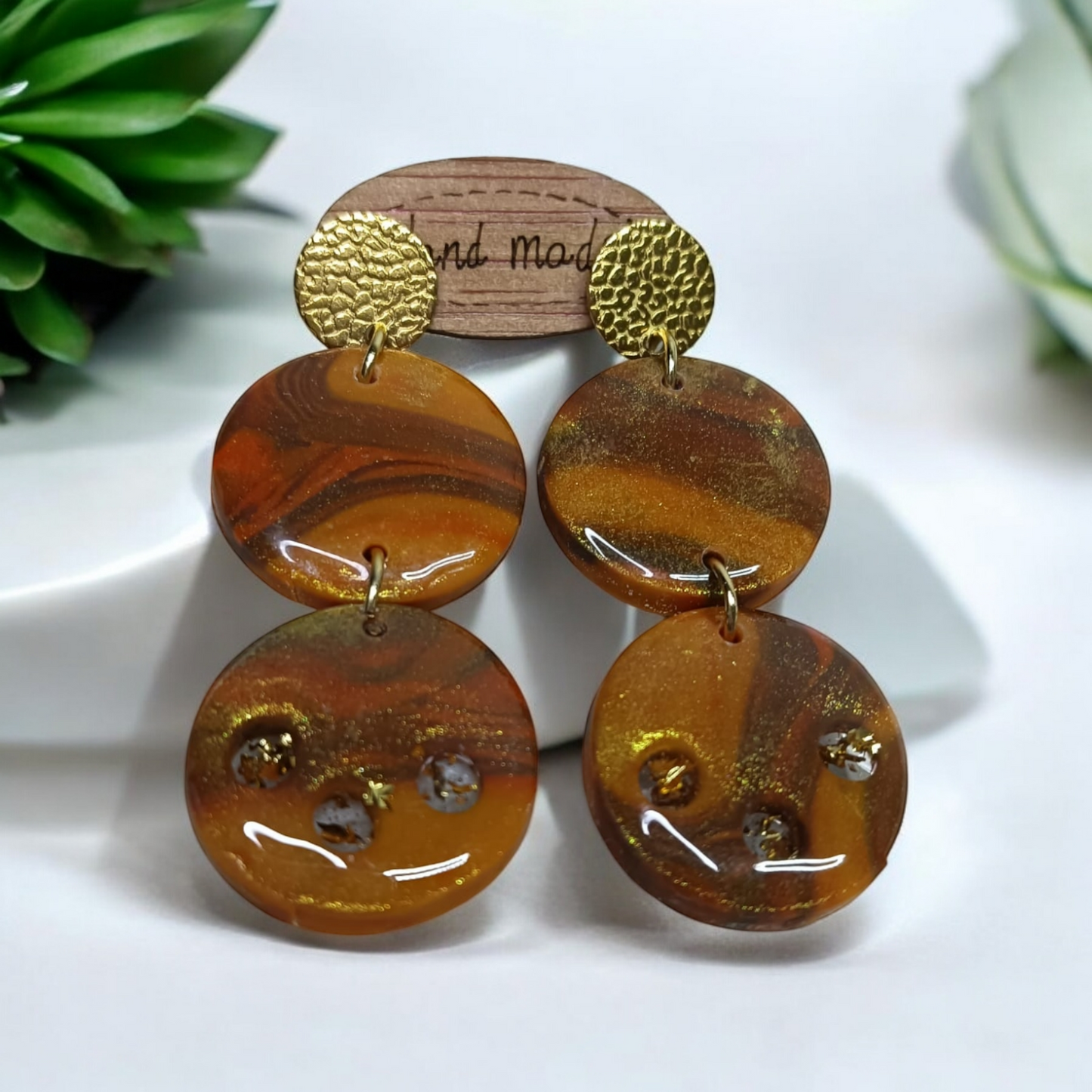 Pendientes tonos marrones y dorados
